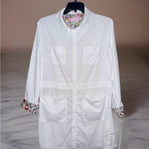 Koi by Kathy Peterson Women’s Fine Twill Women's 35 ¾" 4-Pocket Lab Coat-XL-EUC